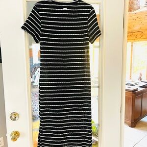 Andrew Marc Black and White Striped Midi Dress